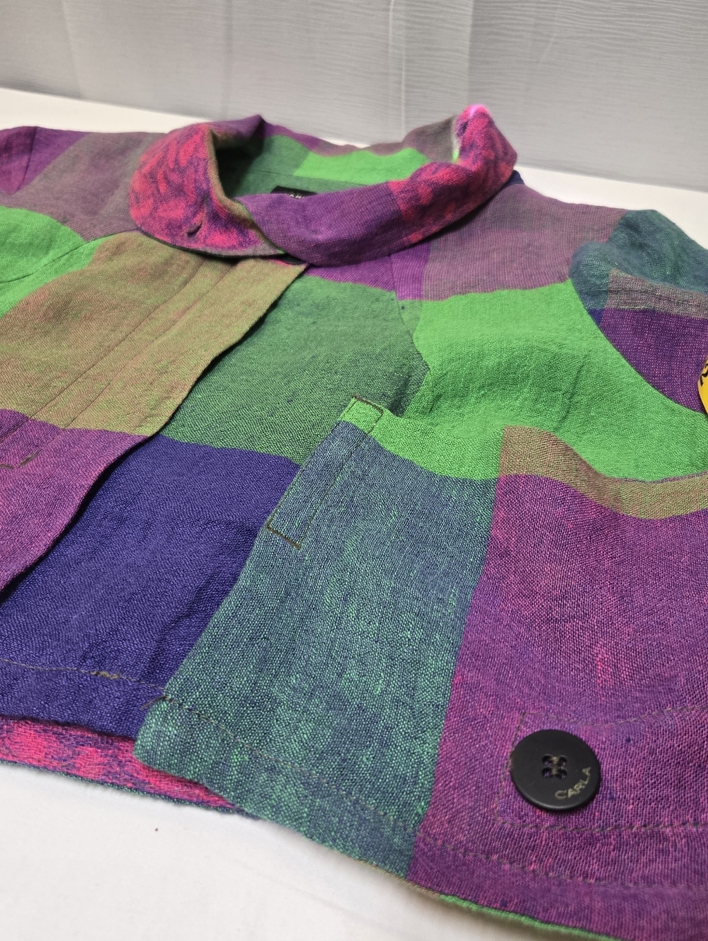 Carla du Nord Linen Blend Colorblock Jacket - EU 44 ≈ Canada/US 12–14 - Picture 3 of 8